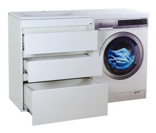 Напольная тумба под раковину Misty Фостер под стиральную машину 70см с тремя ящиками белый